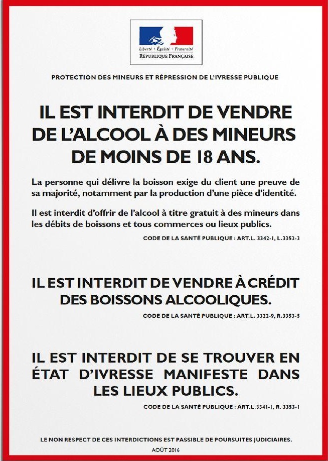 Affiche alcool-vente a emporter