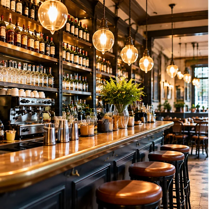 Comptoir de bar illustrant la r&eacute;glementation des d&eacute;bits de boissons