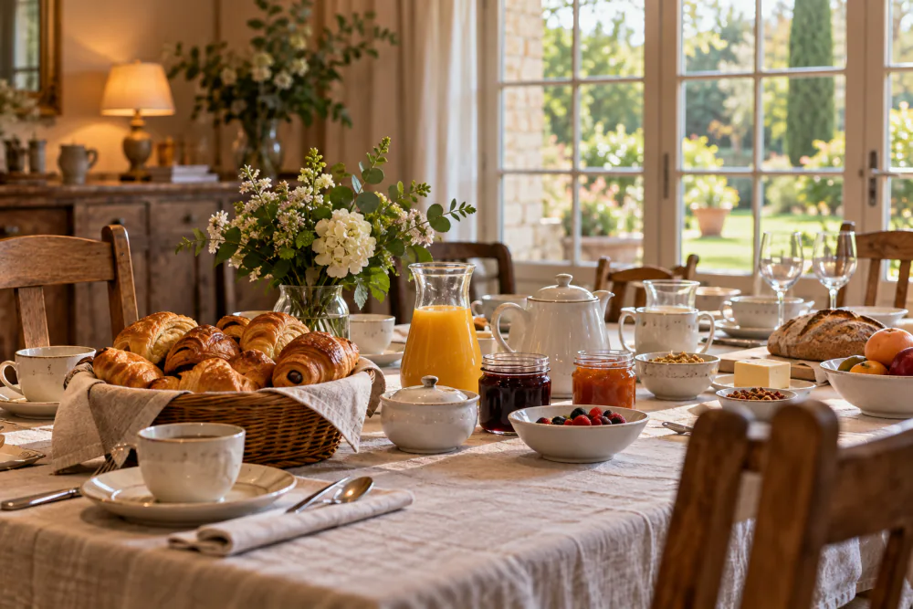 Table dressée dans une maison d’hôtes
